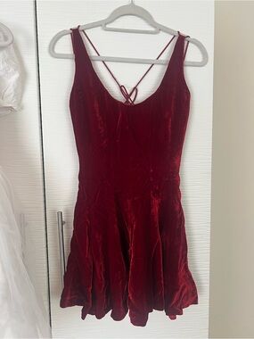 Emporio Armani Crimson Velvet Mini Dress with Strappy Back